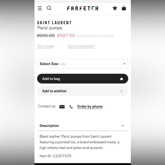 SAINT LAURENT Leather Stud-Embellished Paris Pumps Size 40.5 - Picture 12 of 14